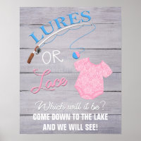 Lures or Lace Wooden Gender Reveal Baby Sign