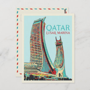 Lusail Marina buildings illustration Qatar Postcar Postcard