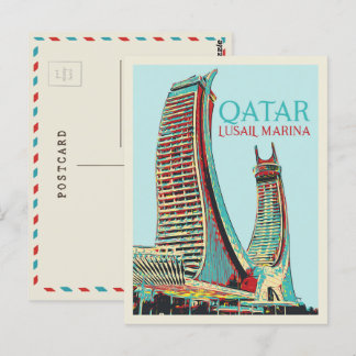 Lusail Marina buildings illustration Qatar Postcar Postcard