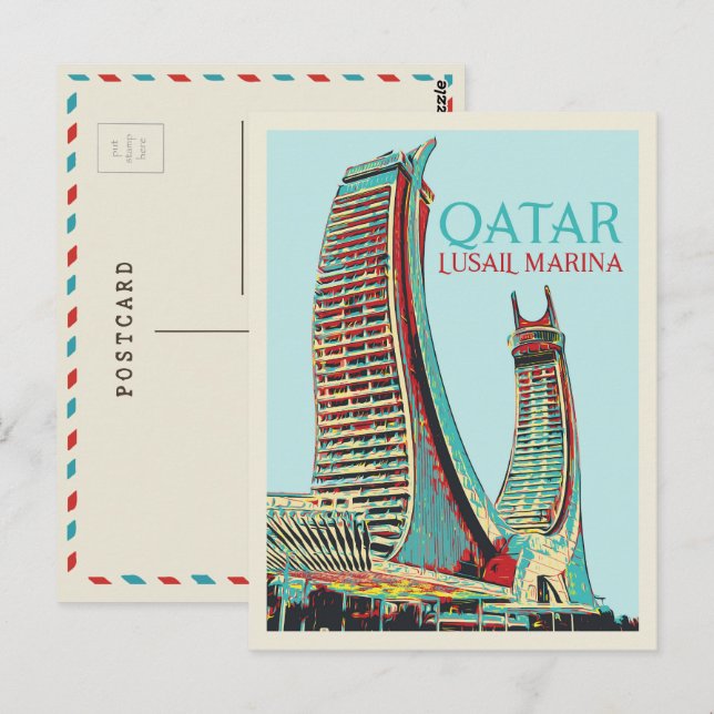 Lusail Marina buildings illustration Qatar Postcar Postcard (Front/Back)