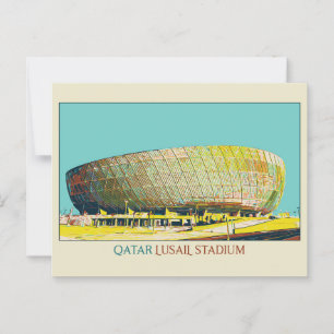 Lusail Stadium architecture illustration Qatar Pos Postcard