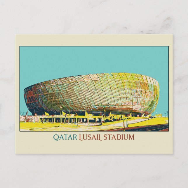 Lusail Stadium architecture illustration Qatar Pos Postcard (Front)