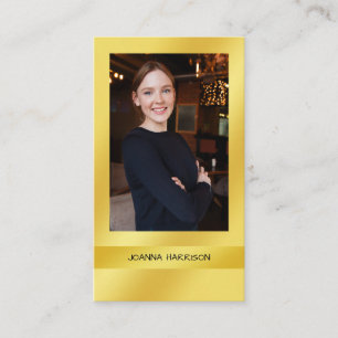 Luscious Elegant Modern Gold Band Background Photo Business Card