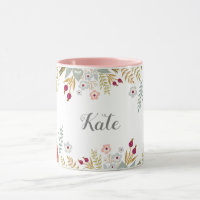 Luscious Floral Personalised Name Two Tone Coffee
