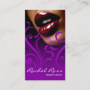 Luscious Glossy Lips Curliques   purple Business Card