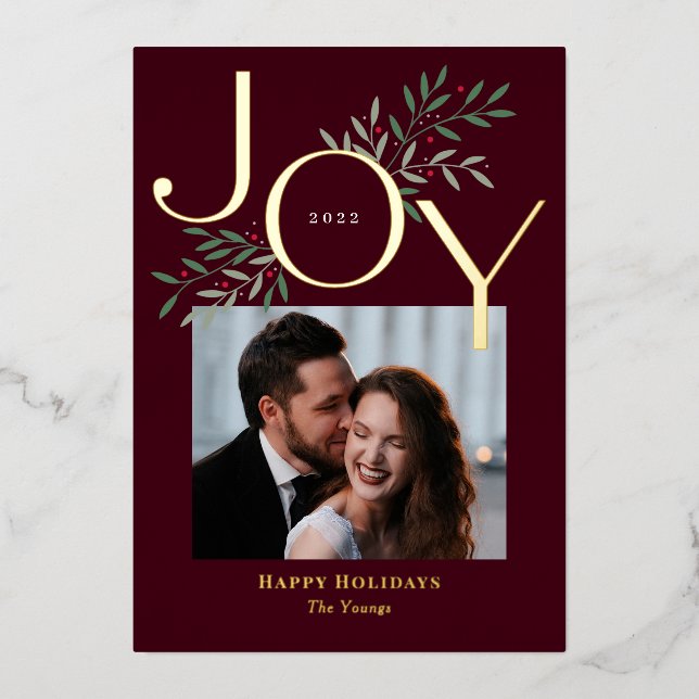 Luscious Joy Foil Holiday Card Christmas Card (Front)