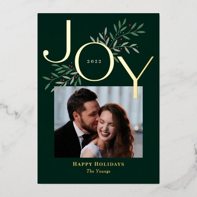 Luscious Joy Foil Holiday Card Christmas Card (Front)