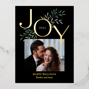 Luscious Joy Foil Holiday Postcard Christmas Card