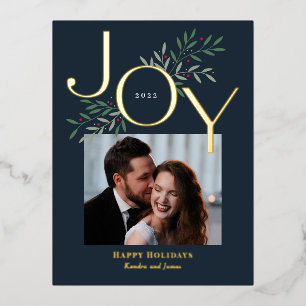 Luscious Joy Foil Holiday Postcard Christmas Card