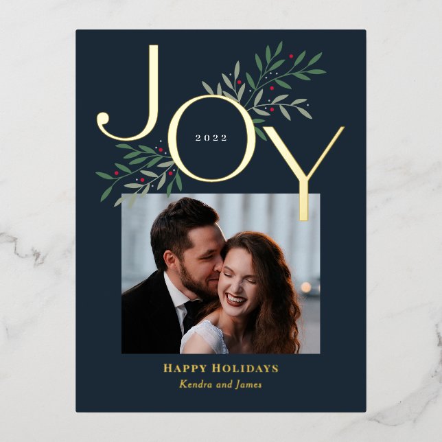 Luscious Joy Foil Holiday Postcard Christmas Card (Front)