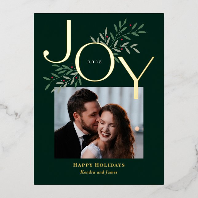 Luscious Joy Foil Holiday Postcard Christmas Card (Front)