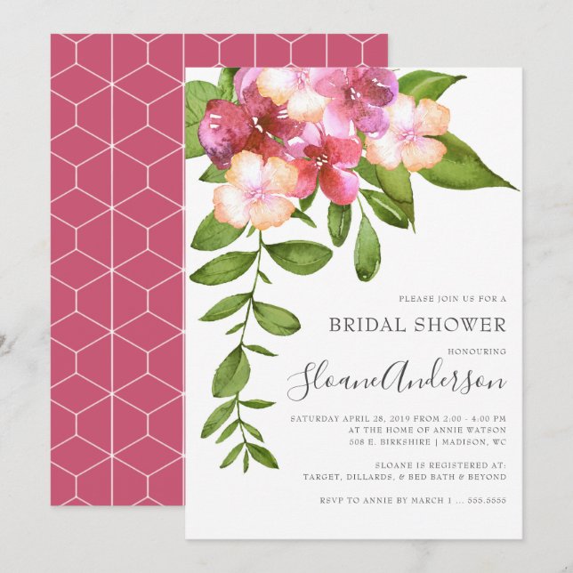 Luscious Leaves Hawaiian Bridal Shower Invitation (Front/Back)