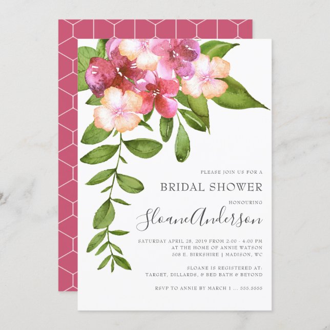 Luscious Leaves Hawaiian Bridal Shower Invitation (Front/Back)