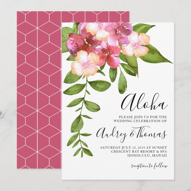 Luscious Leaves Hawaiian Wedding Invitation (Front/Back)