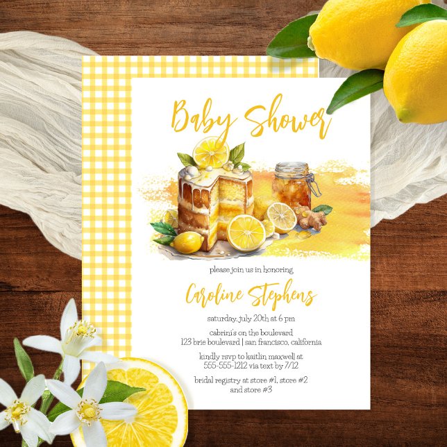 Luscious Lemon Cake Ginger Tea Baby Shower Invitation (Creator Uploaded)