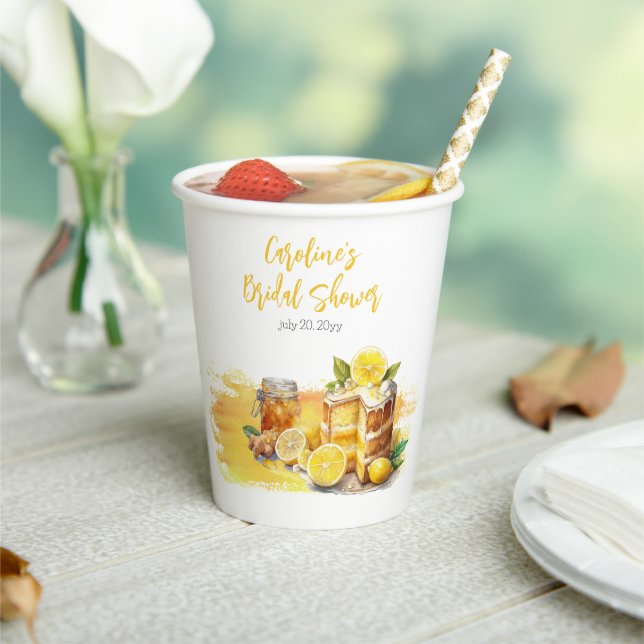 Luscious Lemon Cake Ginger Tea Bridal Shower Paper Cups (Insitu)