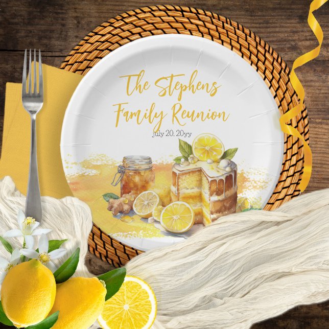 Luscious Lemon Cake Ginger Tea Family Reunion Paper Plate (Creator Uploaded)