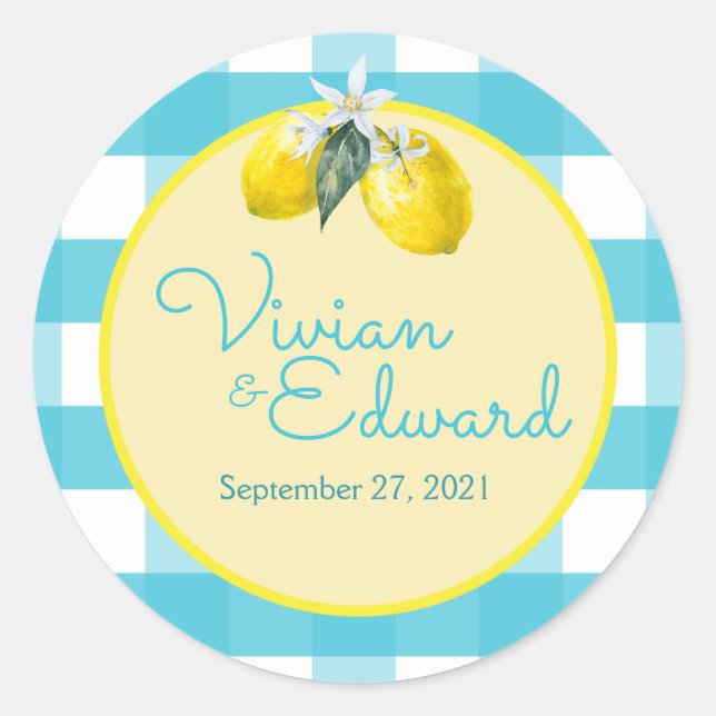 Luscious Lemon Custom Wedding Stickers (Front)