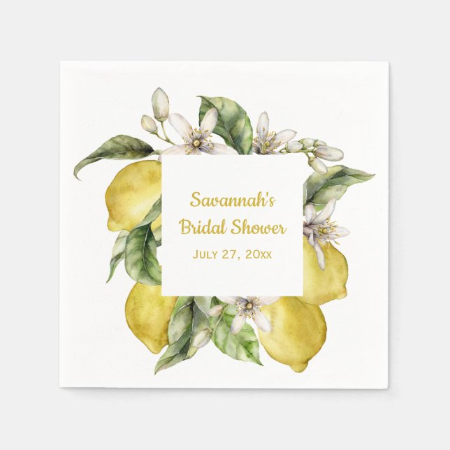 Luscious Lemons Bridal Shower Napkins (Front)