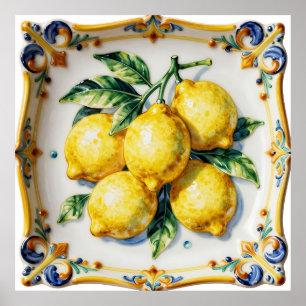Luscious Lemons Ceramic Vibrant Italian Poster