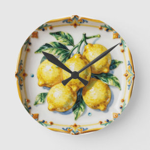 Luscious Lemons Ceramic Vibrant Italian  Round Clock