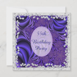 Luscious Lilac & Diamonds 55th Birthday Party Invitation