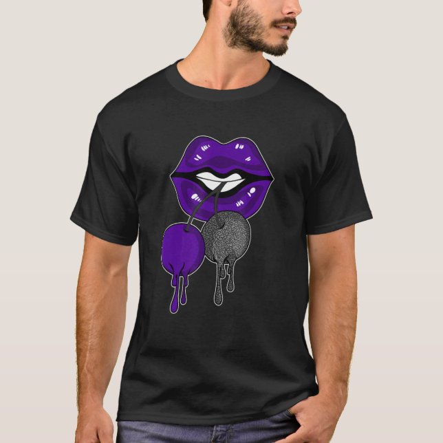 Luscious Lips Dripping Dark Iris 3s Matching T-Shirt (Front)