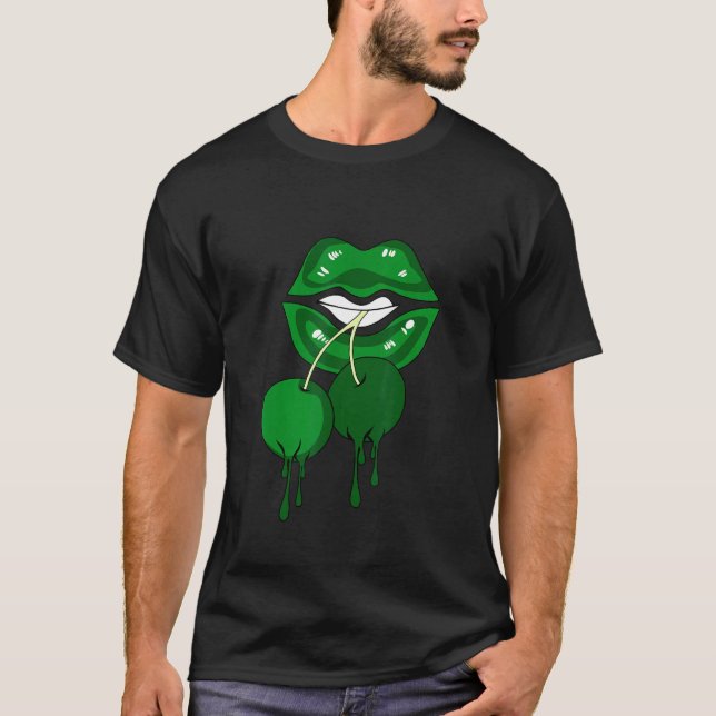 Luscious Lips Dripping Sneaker Match 3 Pine Green T-Shirt (Front)