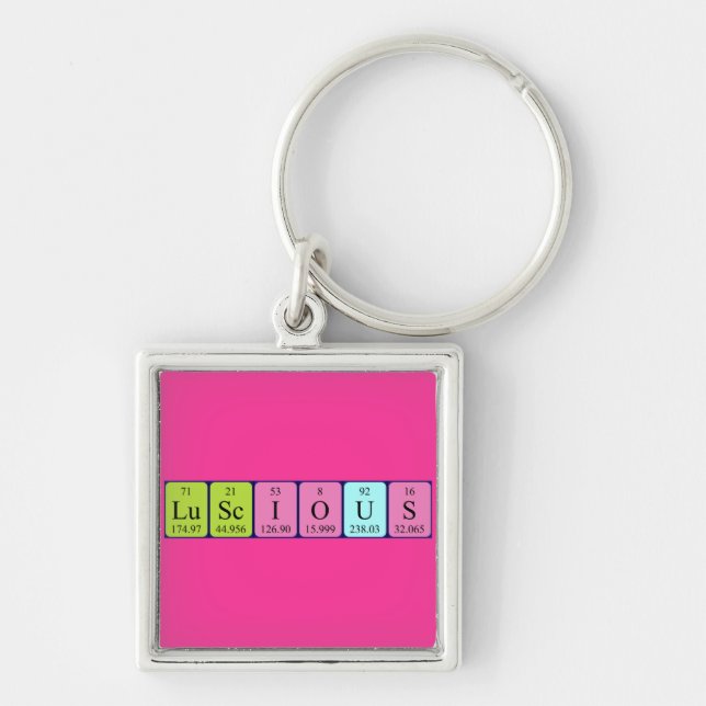 Luscious periodic table word keyring (Front)