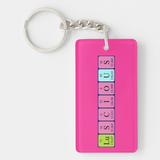 Luscious periodic table word keyring (Front)