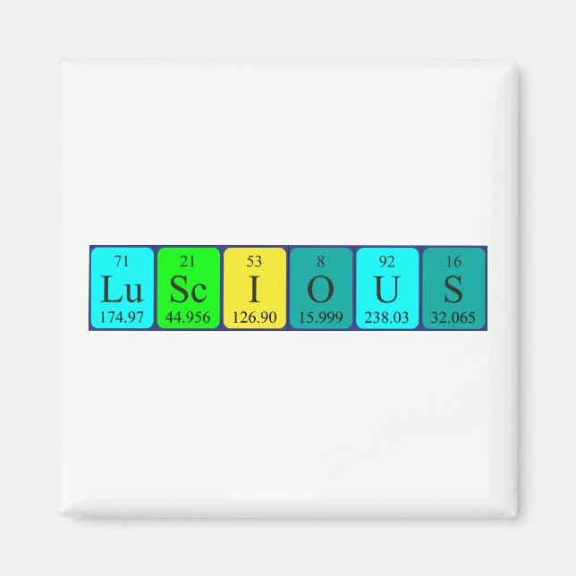 Luscious periodic table word magnet (Front)