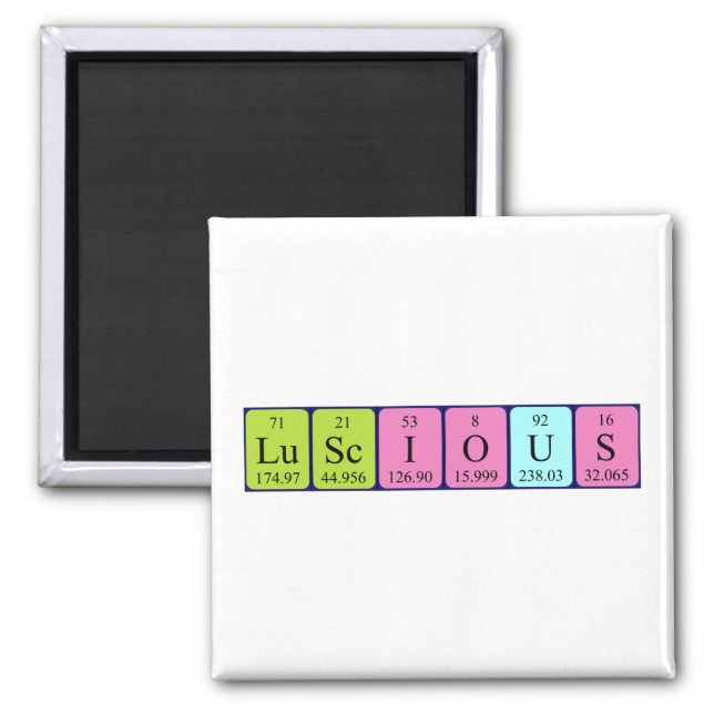 Luscious periodic table word magnet (Front)