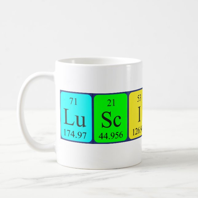 Luscious periodic table word mug (Left)