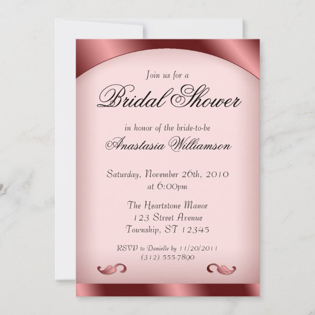 Luscious Pink Bridal Shower Invitations (Front)