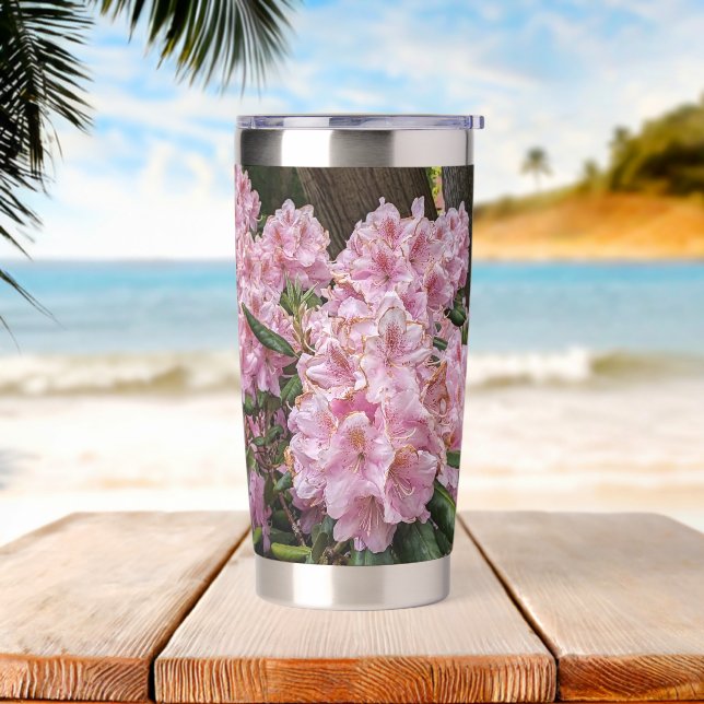 Luscious Pink Rhododendron Blooms Floral Insulated Tumbler (Beach)