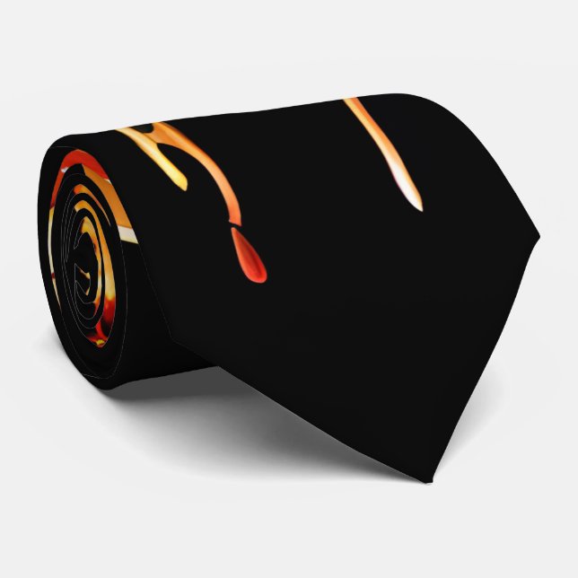 Luscious Pizza Neck Tie - Black Food-themed Tie (Rolled)