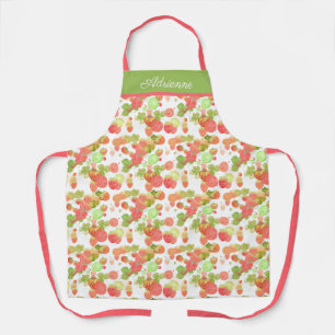 Luscious Raspberries Pink & Green Personalised Apron