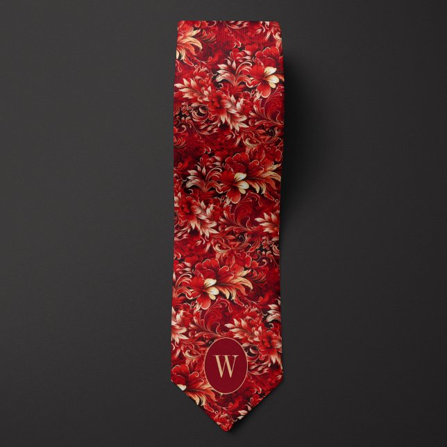 Luscious Red and Cream Floral Tie (Creator Uploaded)