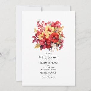 Luscious Red Floral Bridal Shower Invitation
