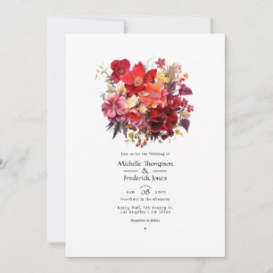 Luscious Red Floral Wedding Invitation