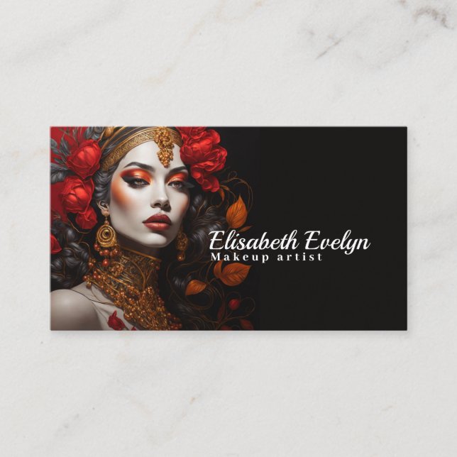 Luscious Red & Gold: A Woman's Charm gy656 Business Card (Front)