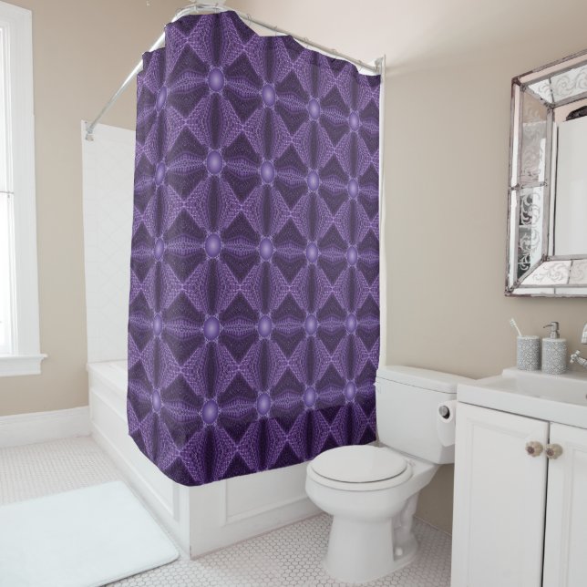 Luscious Royal Purple Jewels Fractal Design Shower Curtain (In Situ)