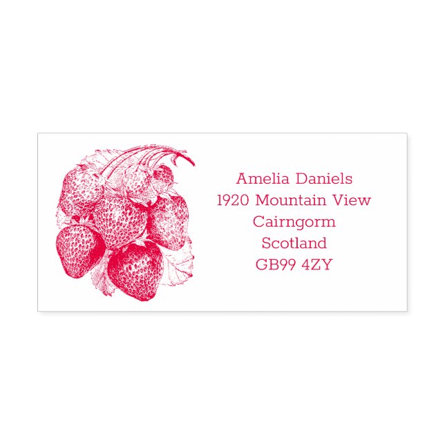 Luscious Summer Strawberry Address Rubber Stamp (Design)