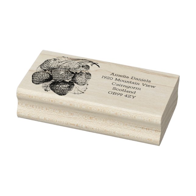 Luscious Summer Strawberry Address Rubber Stamp (Stamp)