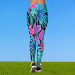 Luscious Tropical Floral Pattern Black Teal Pink Leggings<br><div class="desc">Luscious Tropical Floral Pattern Black Teal Pink Leggings</div>