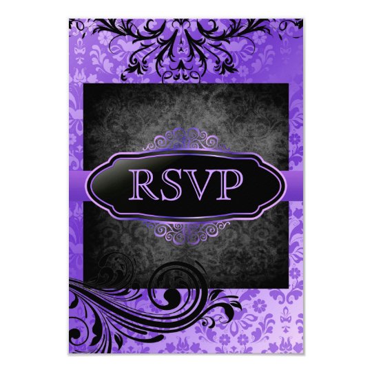 Luscious Vintage Purple Scroll Rsvp Invitations
