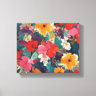 Lush and Vibrant Floral Pattern Canvas Print