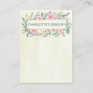 Lush Beige Vintage Necklace & Earring Display Business Card