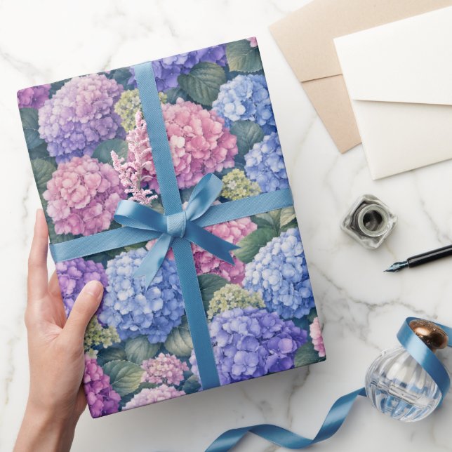 Lush Blooming Hydrangea Gardens Wrapping Paper (Gifting)