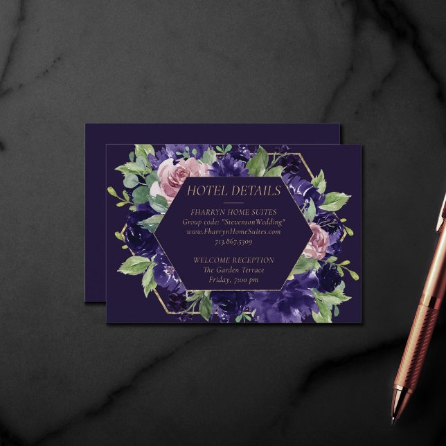 Lush Blossom | Pink and Purple Wreath Reception Enclosure Card (Creator Uploaded)